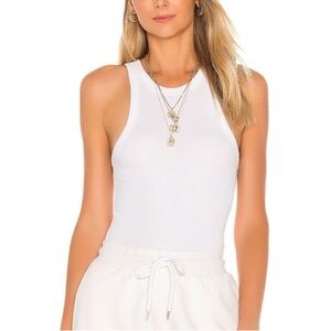 Anine Bing Eva Organic Cotton Ribbed Tank White Size Small